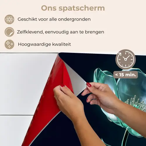 Bladeren - Bloem - Glazen - Donkerblauw keuken achterwand spatscherm klein -spatscherm_NL