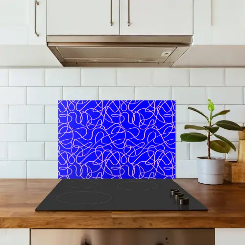 Blauw - Lijnen - Roze - Abstract keuken achterwand spatscherm klein 900 -sfeer2