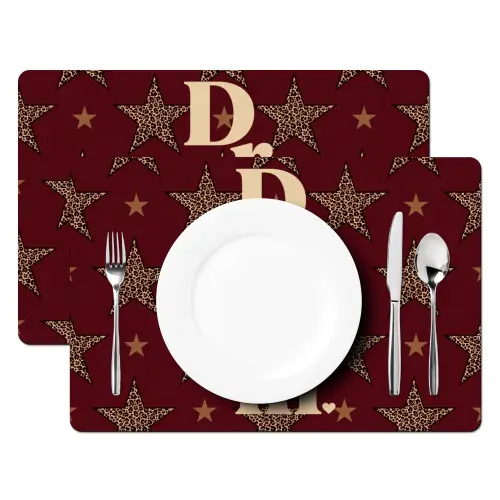 Sterren - Luipaardprint - Dream - Bordeaux Placemat vinyl groot -zzsfeer2_Kitchenyeah-website