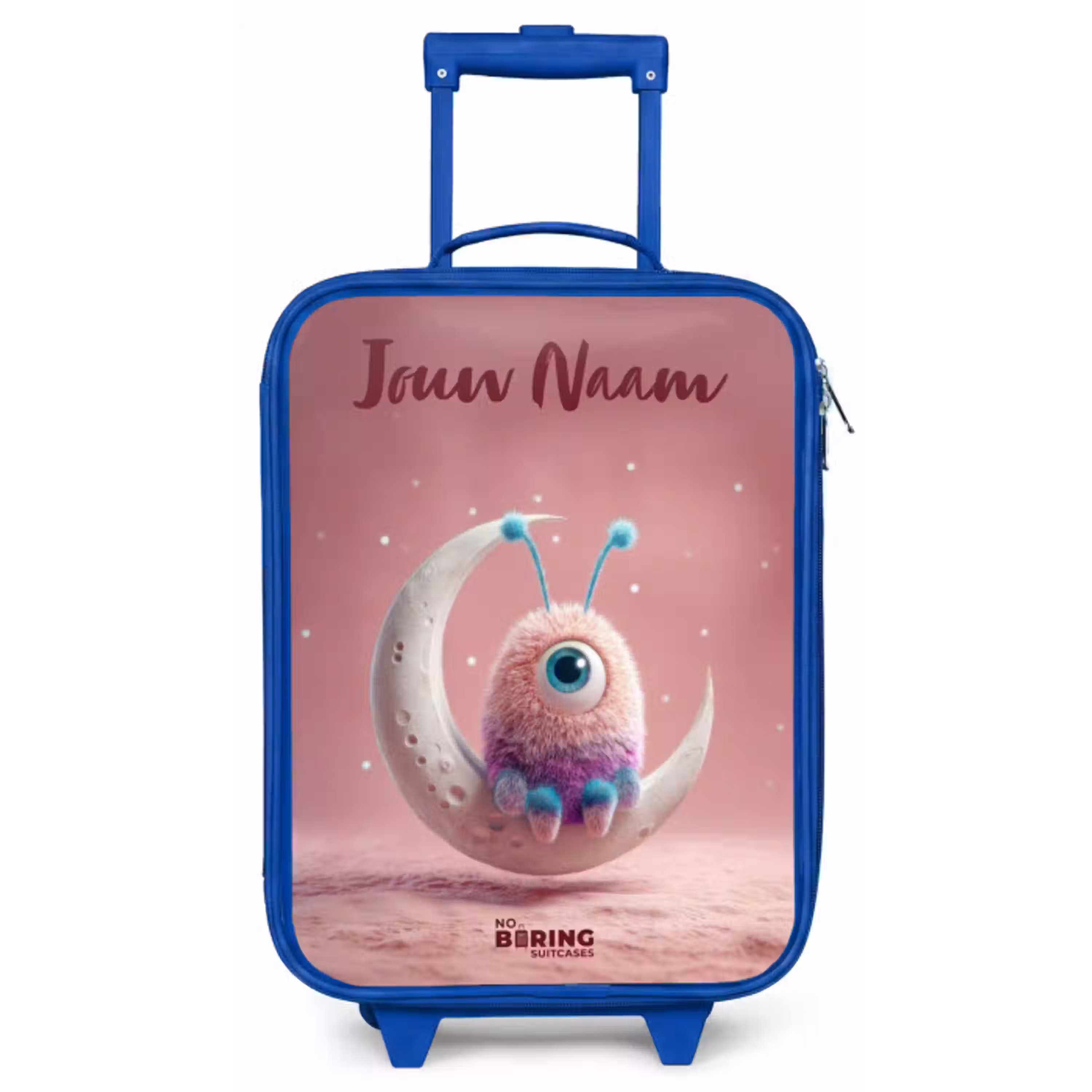 Maanwip met Pluizig Wezentje Kinderkoffer - Blauw klein -zz3dotto