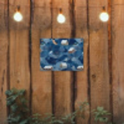 Huisjes - Vogels - Sneeuw - Winter - Blauw tuinposter los doek klein 239 -sfeer1