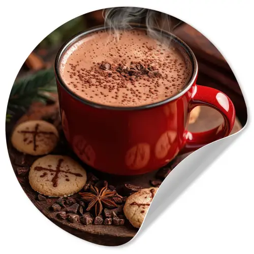 Chocolademelk - Mok - Winter - Kerst - Gezelligheid Wandcirkel behangsticker klein -3d
