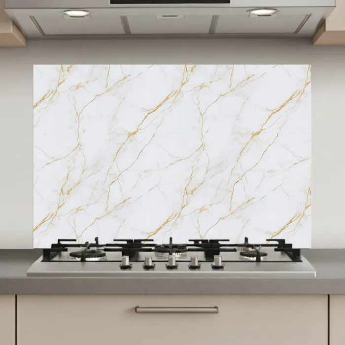 Wit - Marmer - Goud - Luxueus keuken achterwand spatscherm klein 900 -3d_website