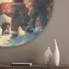 Kerstvreugde - Sneeuw - Kleurrijk Akoestische PET Vilt - Rond klein -sfeer5_closeup