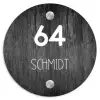 Donker hout - Modern Naambord Rond klein -3d