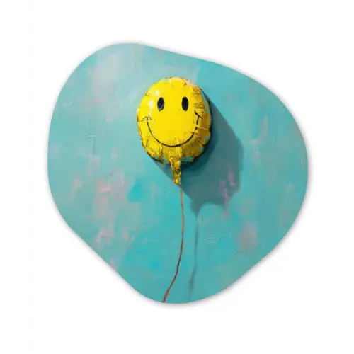 Ballon - Geel - Smiley Wandcirkel Organisch Forex 3mm klein -3d