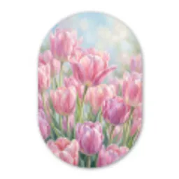 Tulpen - Veld - Lente - Roze Wandcirkel Ovaal Forex klein -3d