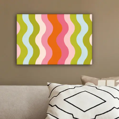 Banen - Golven - Kleurrijk - Verticaal canvas 2cm klein -sfeer3