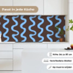 Kronkelende lijnen - Blauw - Bruin - Minimalistisch keuken achterwand 2 middel 871 -sfeer4_DE