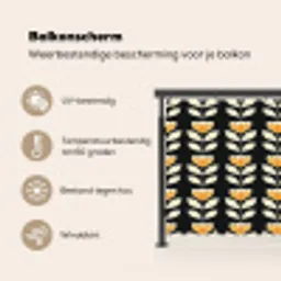 Retro - Bloem - Zwart - Okergeel Balkonbeschermer Duitsland klein 596 -specs_NL