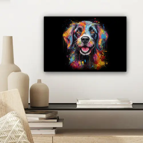 Graffiti - Hond - Zwart - Kleuren canvas 2cm klein -sfeer6