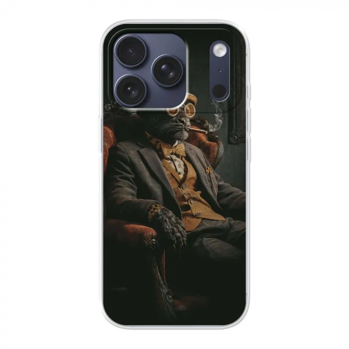 Kat - Pak - Oranje - Sigaar Telefoonhoesje iPhone 17 Pro klein -3d
