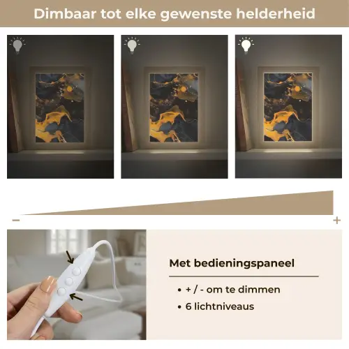 Marmer - Goud - Zwart - Abstract - Modern Light Box met kabel (Tafellamp) klein -USP_dimbaarNL