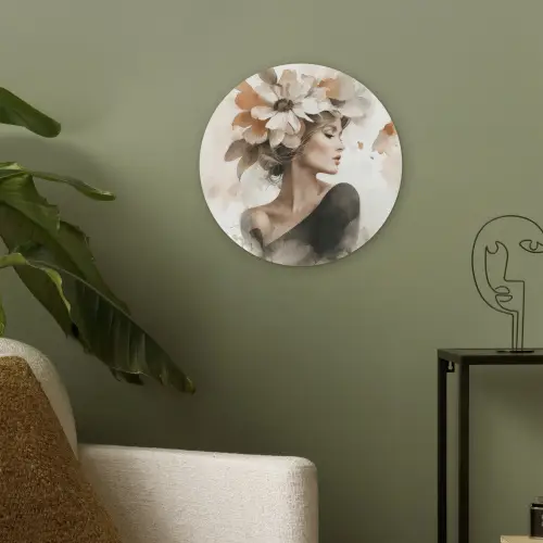 Bloesem - Portret - Gezicht Akoestische PET Vilt - Rond klein -sfeer2