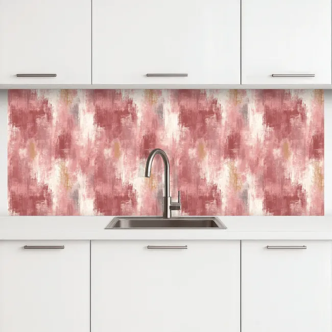 Keuken achterwand - Penseelstrepen - Verweerd - Roze