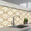 Bloemen - Patroon - Beige keuken achterwand 2 middel 871 -3d_schuin
