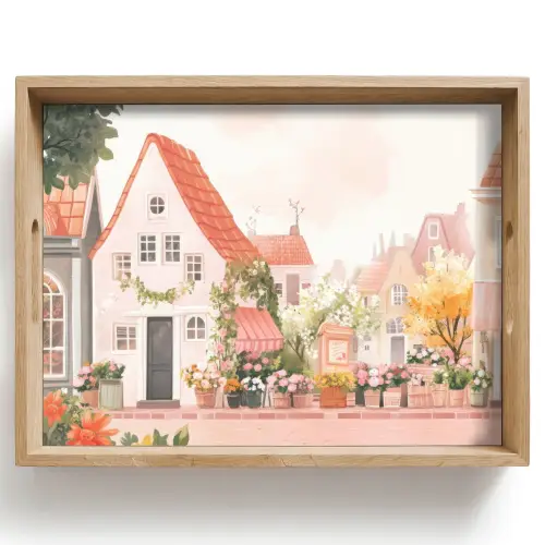 Bloemen - Huizen - Dorp Dienblad Rechthoek middel -z3d_shopping