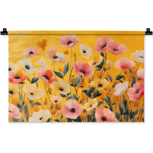Bloemen - Veld - Geel Wandkleed katoen klein -zz3d