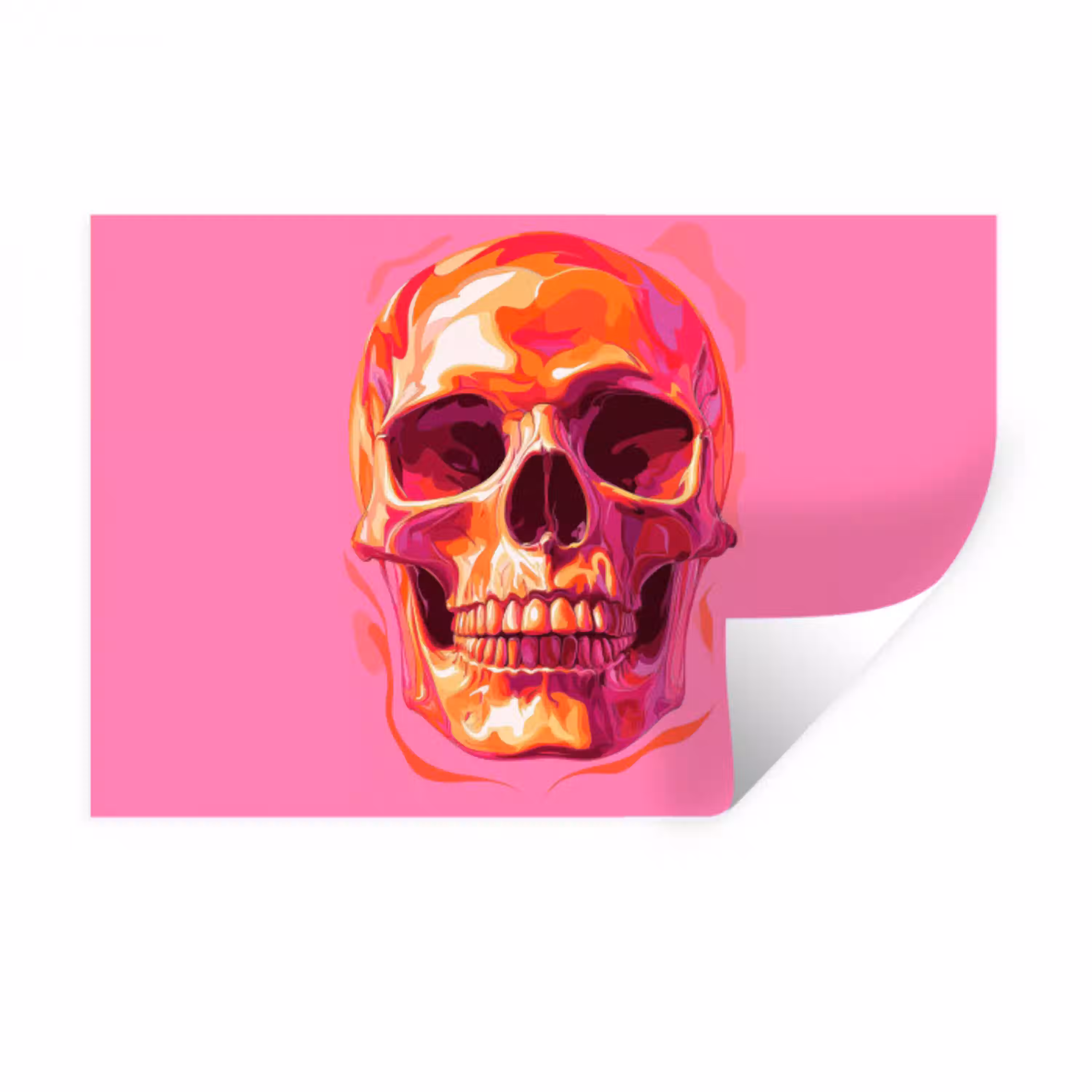 Felroze - Tanden - Schedel Muursticker klein -3d