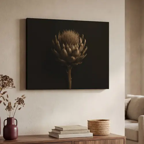 Donkerbruin - Bloem - Textuur - Artisjok Textielframe - compleet frame klein -sfeer3
