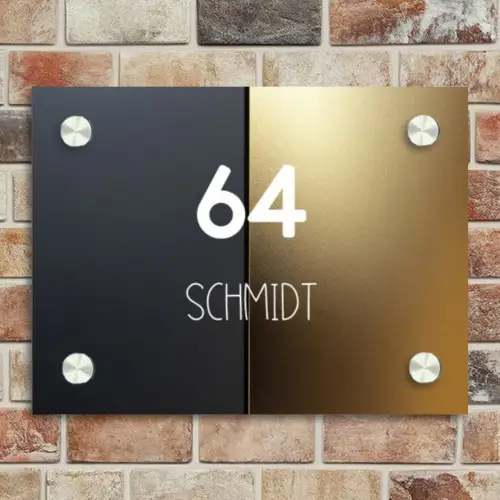 Half goud zwart - Modern Naambord Rechthoek middel -sfeer3