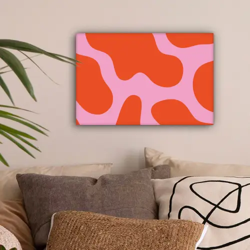 Vlekken - Rood - Roze - Patroon - Minimalistisch canvas 2cm klein -sfeer1