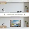 Doorkijk - Strand - Raam - Duinen - Zee keuken achterwand spatscherm klein -voor_na_NL