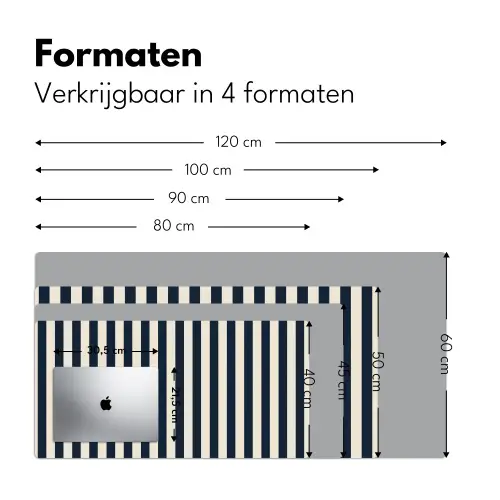 Verticale strepen - Blauw - Crème Muismat XXL klein 681 -sfeer5