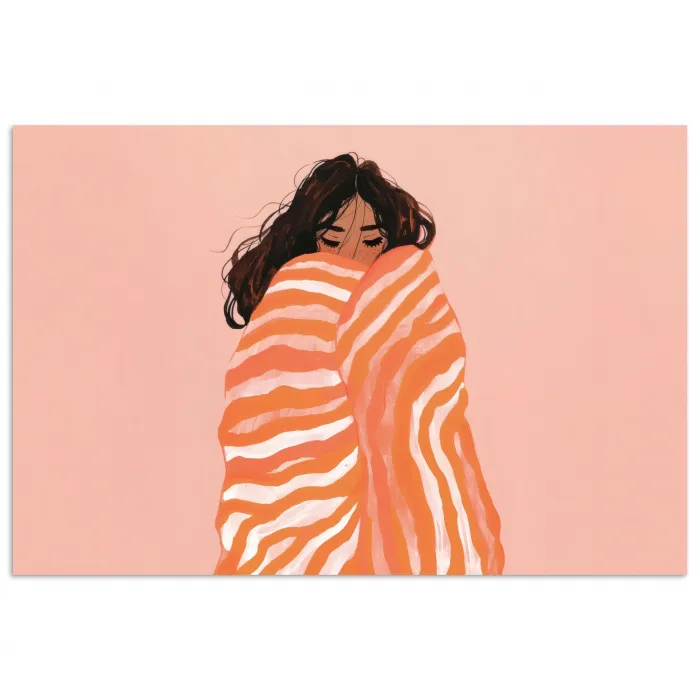 Meisje - Deken - Gestreept - Oranje poster papier klein -3d