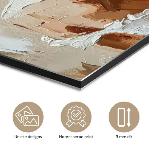 Vrouw - Verf - Abstract - Beige - Modern aluminium wit klein -closeup_NL
