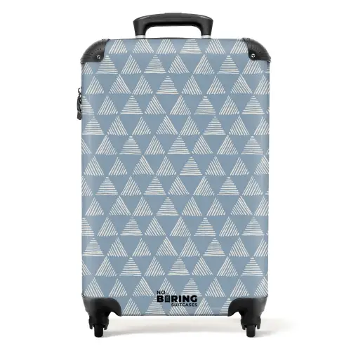 Blauw driehoeken patroon NBS - Handbagage koffer - Volwassenen Unisex middel -productfoto_recht