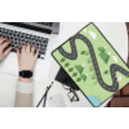 Auto - Bergweg - Natuur - Illustratie laptophoes neopreen klein -bureau