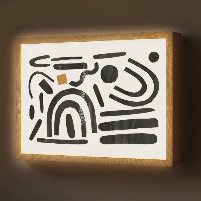 Abstract - Kunst - Vormen - Zwart Light Box met batterij (Wandlamp) middel -z3d_website