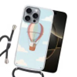 Luchtballon - Beren - Pastel Hoesje iPhone 16 Pro Max met koord klein -sfeer1