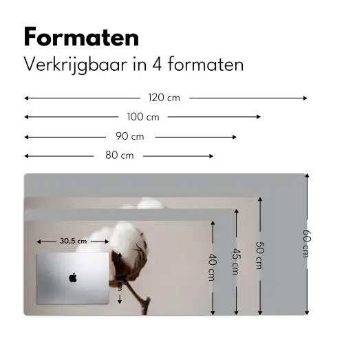 Katoenbol - Minimalistisch - Wit Muismat XXL klein -sfeer5