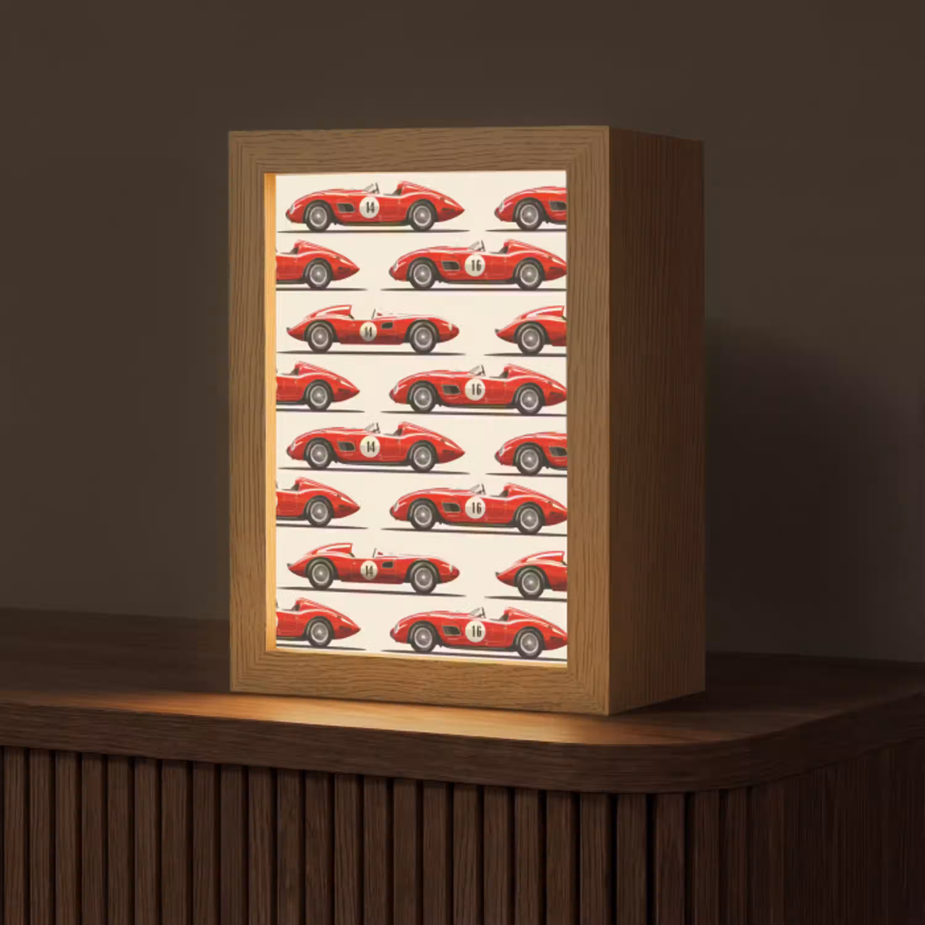 Raceauto - Retro - Rood Light Box met kabel (Tafellamp) klein 925 -z3d_website