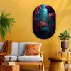 Standbeeld - Zeebodem - Koraal - Kleurrijk Wandcirkel Ovaal Glas middel -sfeer4