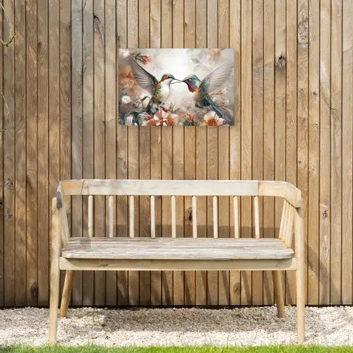 Kolibries en Bloemen Tuinposter op houten frame 2 cm dik klein -sfeer4