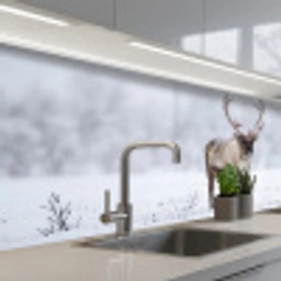 Rendier - Gewei - Toendra - Sneeuw - Wild keuken achterwand 2 middel -3d_schuin