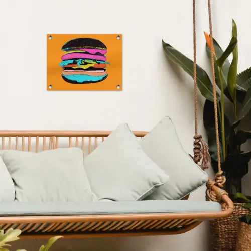 Hamburger - Kleurrijk - Speels tuinposter los doek klein -sfeer7