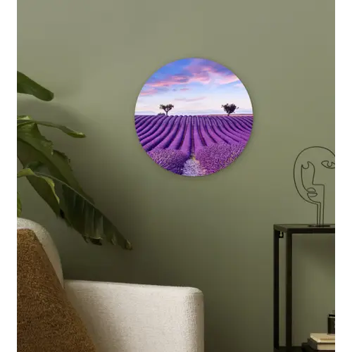 Lavendel - Natuur - Paars - Bomen - Bloemen Wandcirkel kunststof plaat 5mm dik klein -sfeer3
