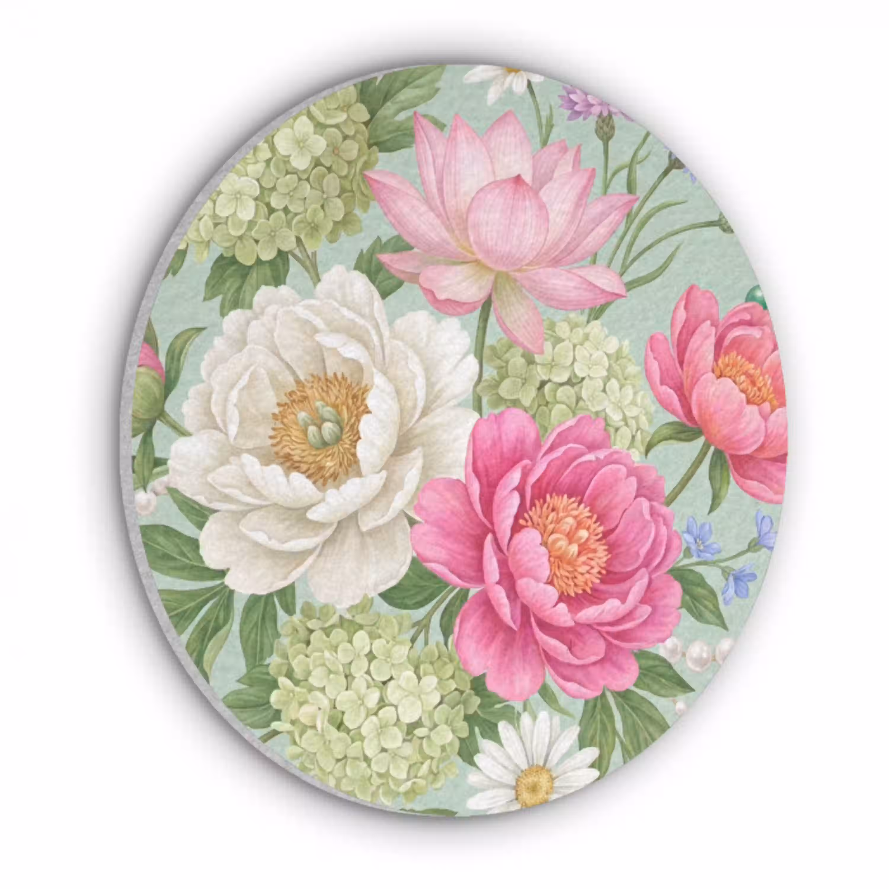 Bloemen - Patroon - Botanisch - Groen Akoestische PET Vilt - Rond klein -3d