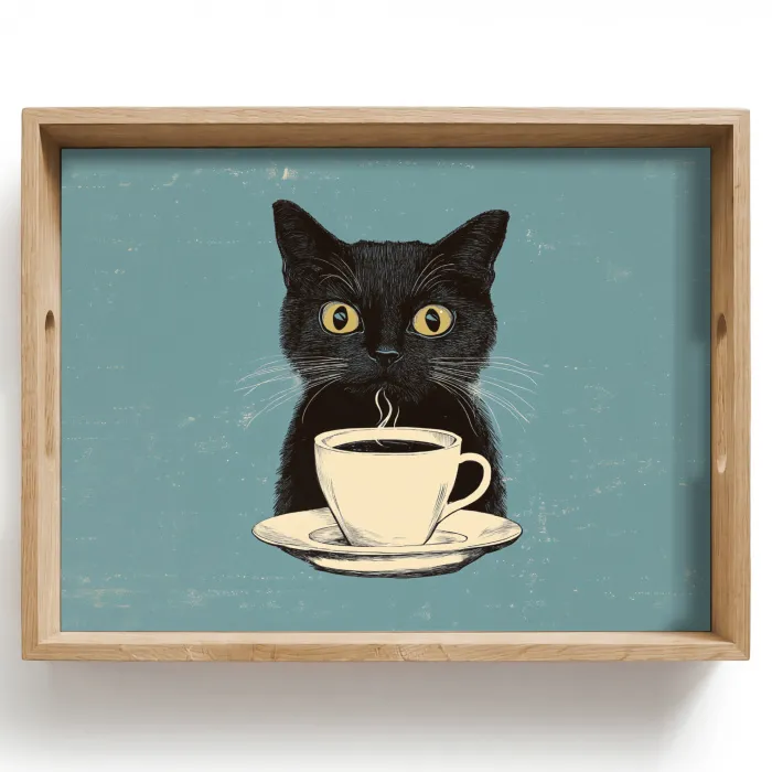 Kat - Zwart - Koffie - Minimalistisch Dienblad Rechthoek middel -z3d_shopping