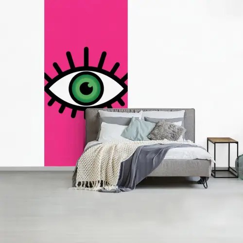 Minimalistisch - Oog - Roze fotobehang vinyl groot -slaapkamer