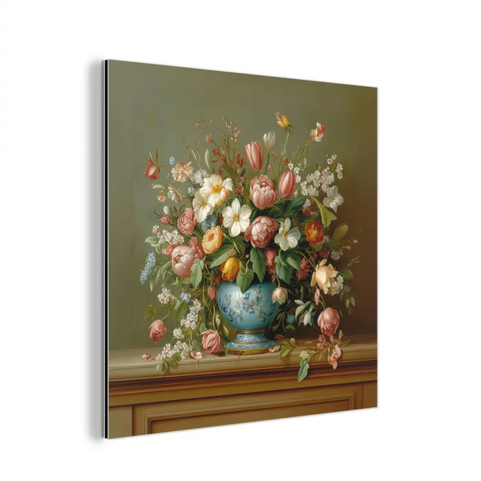 Vaas - Pastel - Kleuren - Bloemen aluminium wit klein -3d