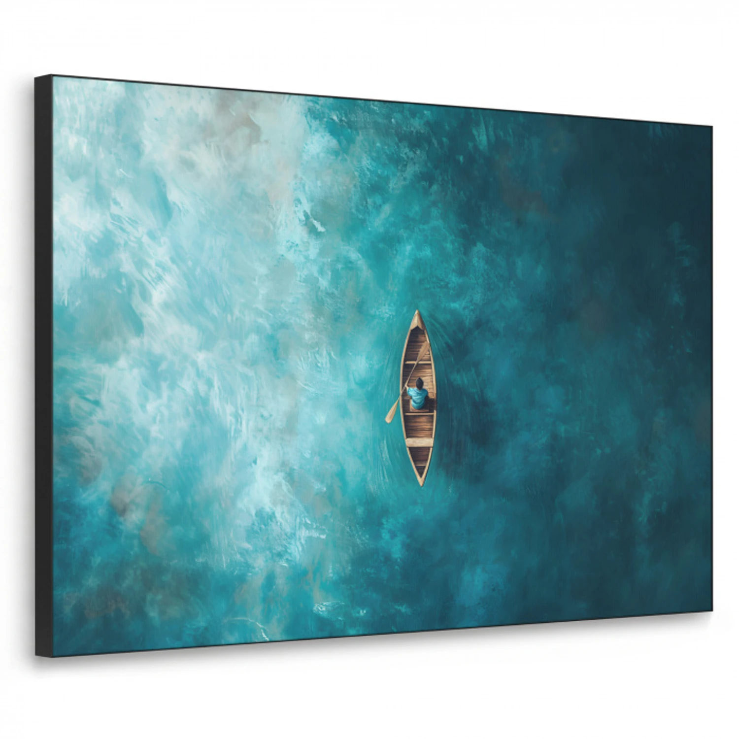 Bootje - Water - Blauw Textielframe zwart klein -3d