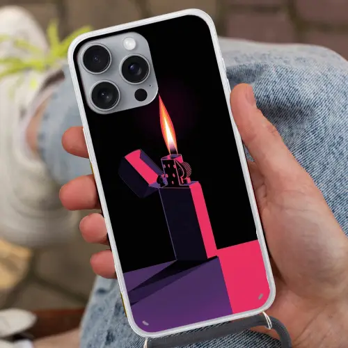 Aansteker - Vlam - Donker Hoesje iPhone 16 Pro Max met koord klein -sfeer3