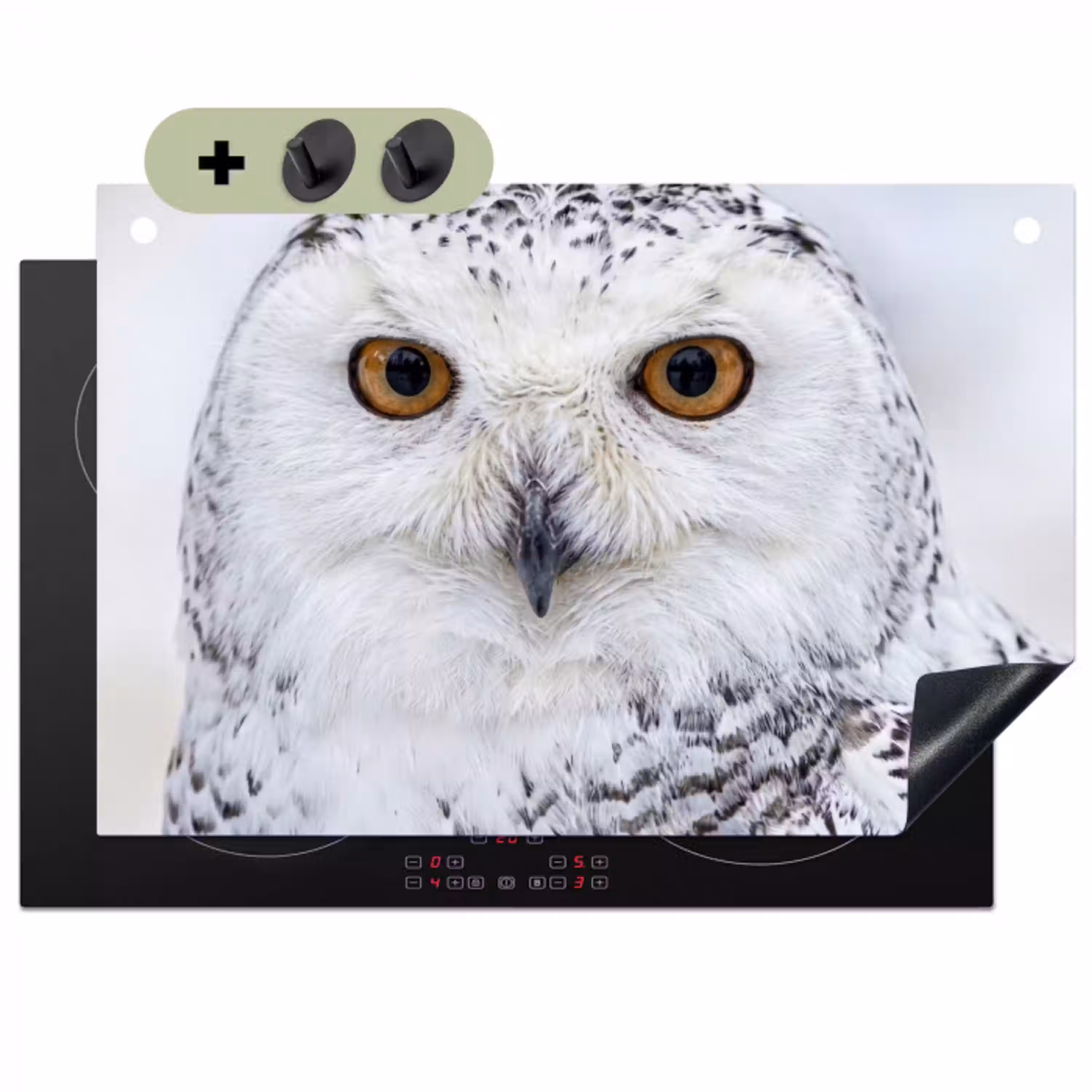 Sneeuwuil - Oog - Wildlife - Wit Inductie beschemer met haakjes klein -3d