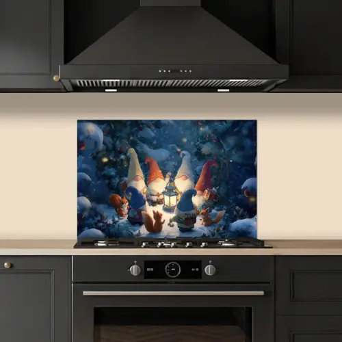 Winter - Gnooms - Eekhoorns - Meerkleurig keuken achterwand spatscherm klein -sfeer1