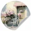 Fiets - Pastelkleuren - Bloemen Wandcirkel behangsticker klein -3d